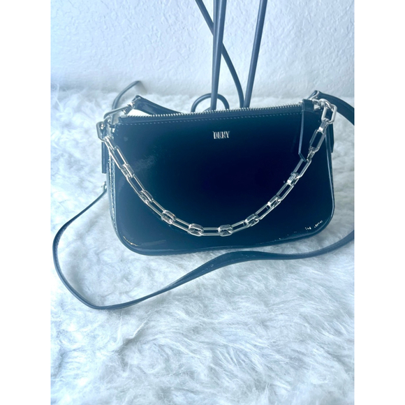 DKNY Bryant Park Demi Bag Black Faux Leather Crossbody MSRP $148